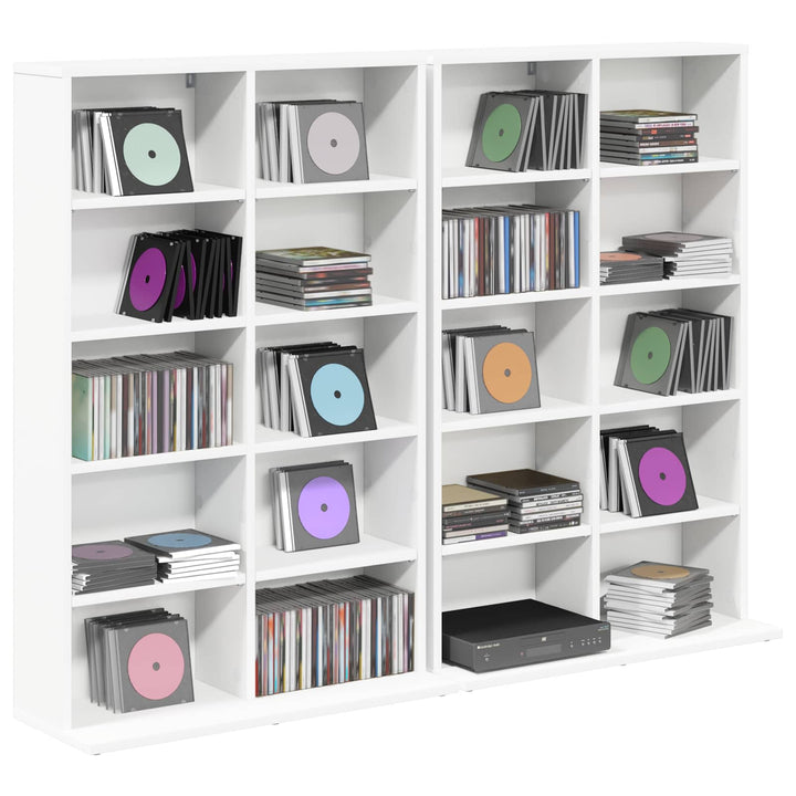 CD Skab 2 stk. Hvid 65 x 23,5 x 97,5 cm Konstrueret træ