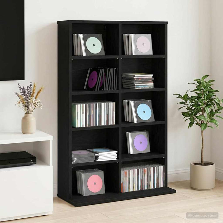 CD Skab Sort eg 65 x 23,5 x 97,5 cm Konstrueret træ
