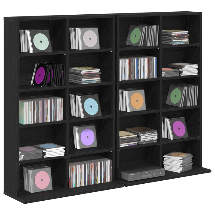 CD Skab 2 stk. Sort eg 65 x 23,5 x 97,5 cm Konstrueret træ
