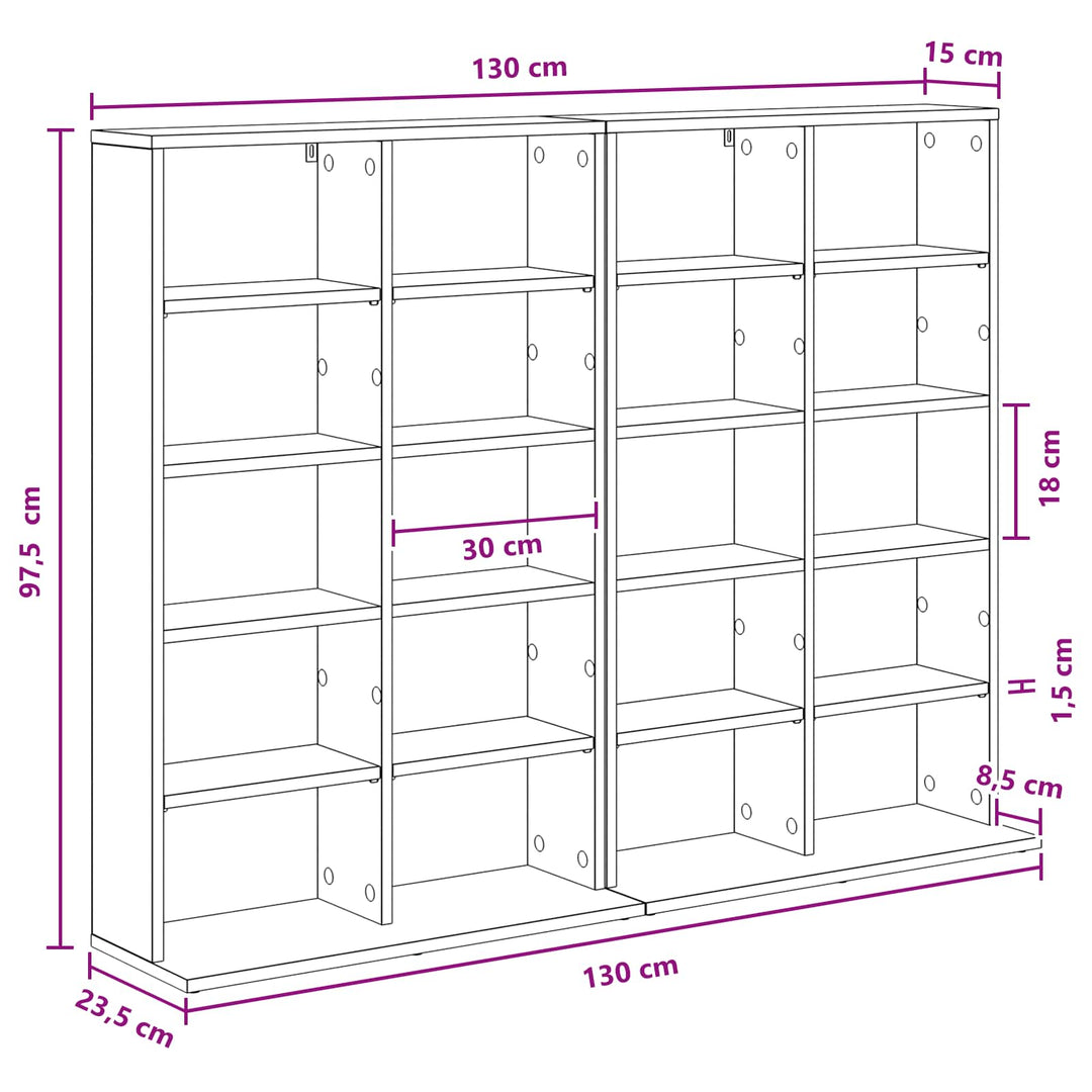 CD Skab 2 stk. Sort eg 65 x 23,5 x 97,5 cm Konstrueret træ