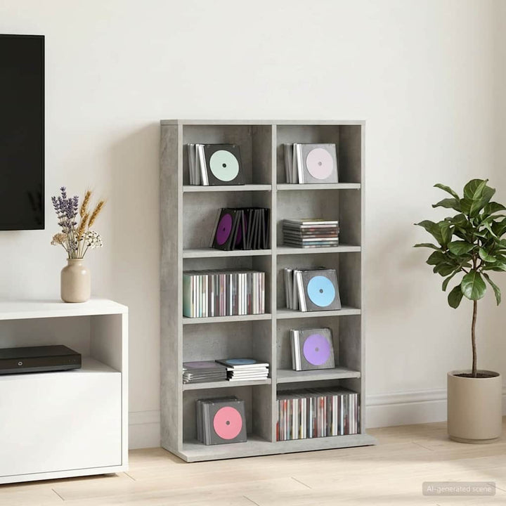 CD Skab Betongrå 65 x 23,5 x 97,5 cm Konstrueret træ