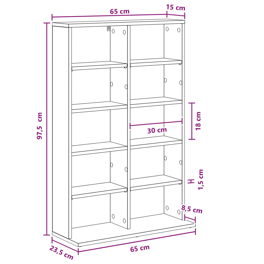 CD Skab Betongrå 65 x 23,5 x 97,5 cm Konstrueret træ