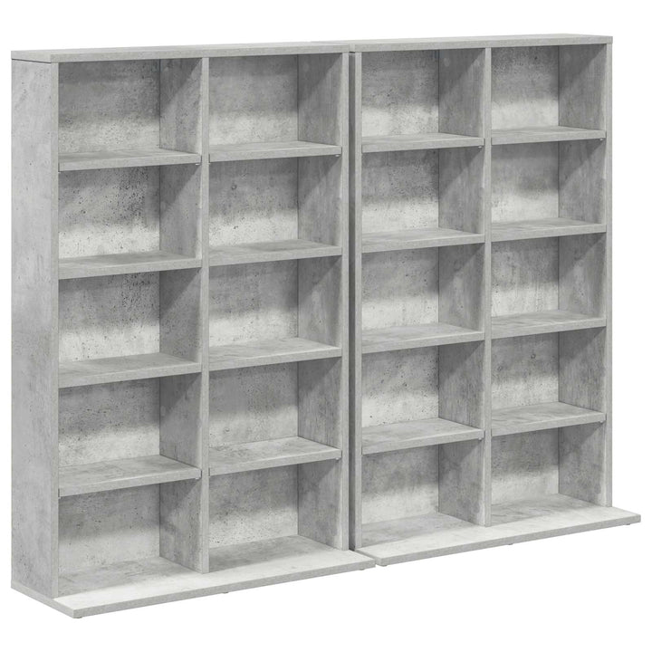 CD Skab 2 stk. Betongrå 65 x 23,5 x 97,5 cm Konstrueret træ