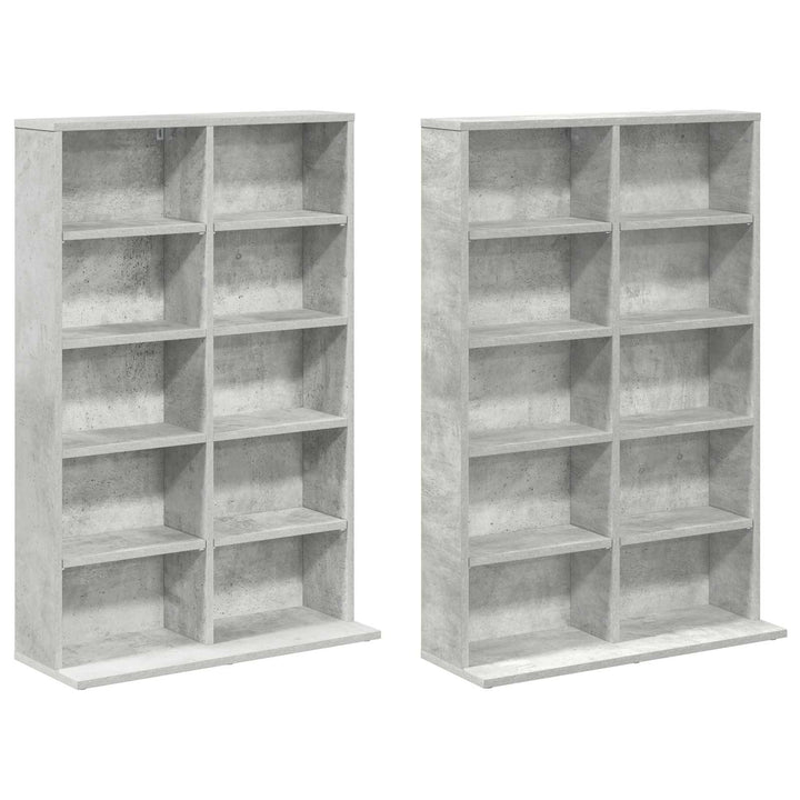 CD Skab 2 stk. Betongrå 65 x 23,5 x 97,5 cm Konstrueret træ