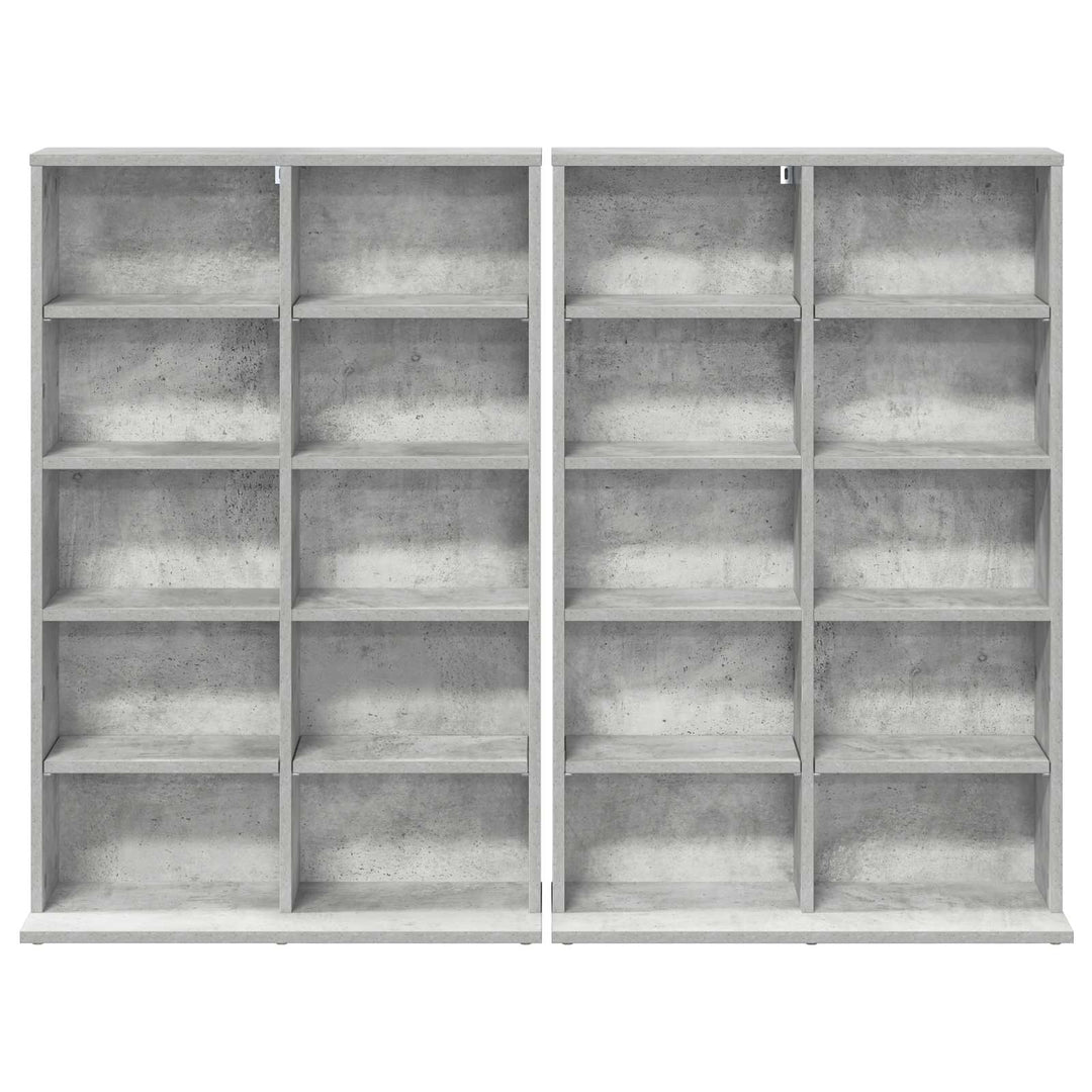 CD Skab 2 stk. Betongrå 65 x 23,5 x 97,5 cm Konstrueret træ