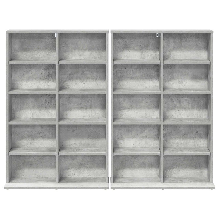 CD Skab 2 stk. Betongrå 65 x 23,5 x 97,5 cm Konstrueret træ