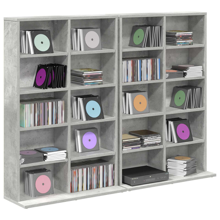 CD Skab 2 stk. Betongrå 65 x 23,5 x 97,5 cm Konstrueret træ