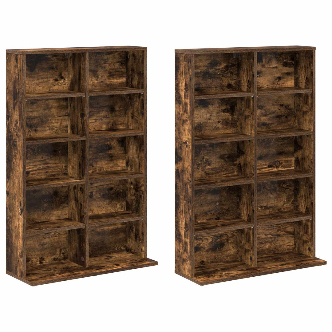 CD Skab 2 stk. Røget eg 65 x 23,5 x 97,5 cm Konstrueret træ