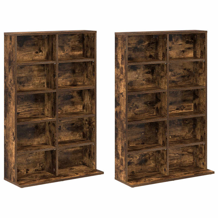 CD Skab 2 stk. Røget eg 65 x 23,5 x 97,5 cm Konstrueret træ