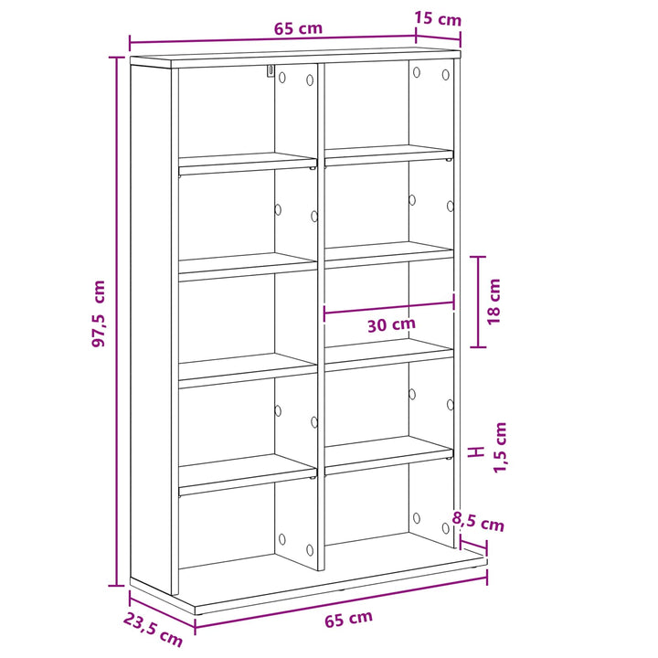 CD Skab Grå Sonoma 65 x 23,5 x 97,5 cm Konstrueret træ