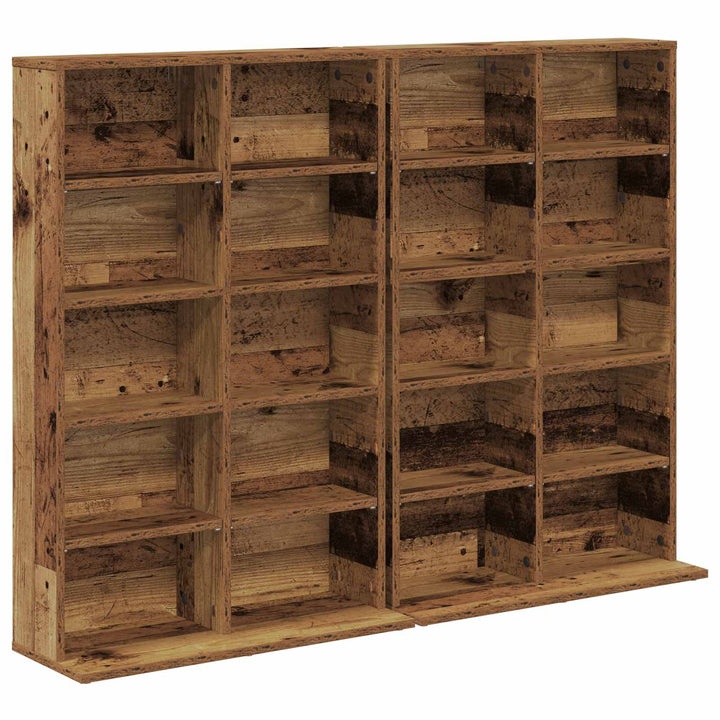 CD Skab 2 stk. Gammelt træ 65 x 23,5 x 97,5 cm Konstrueret træ