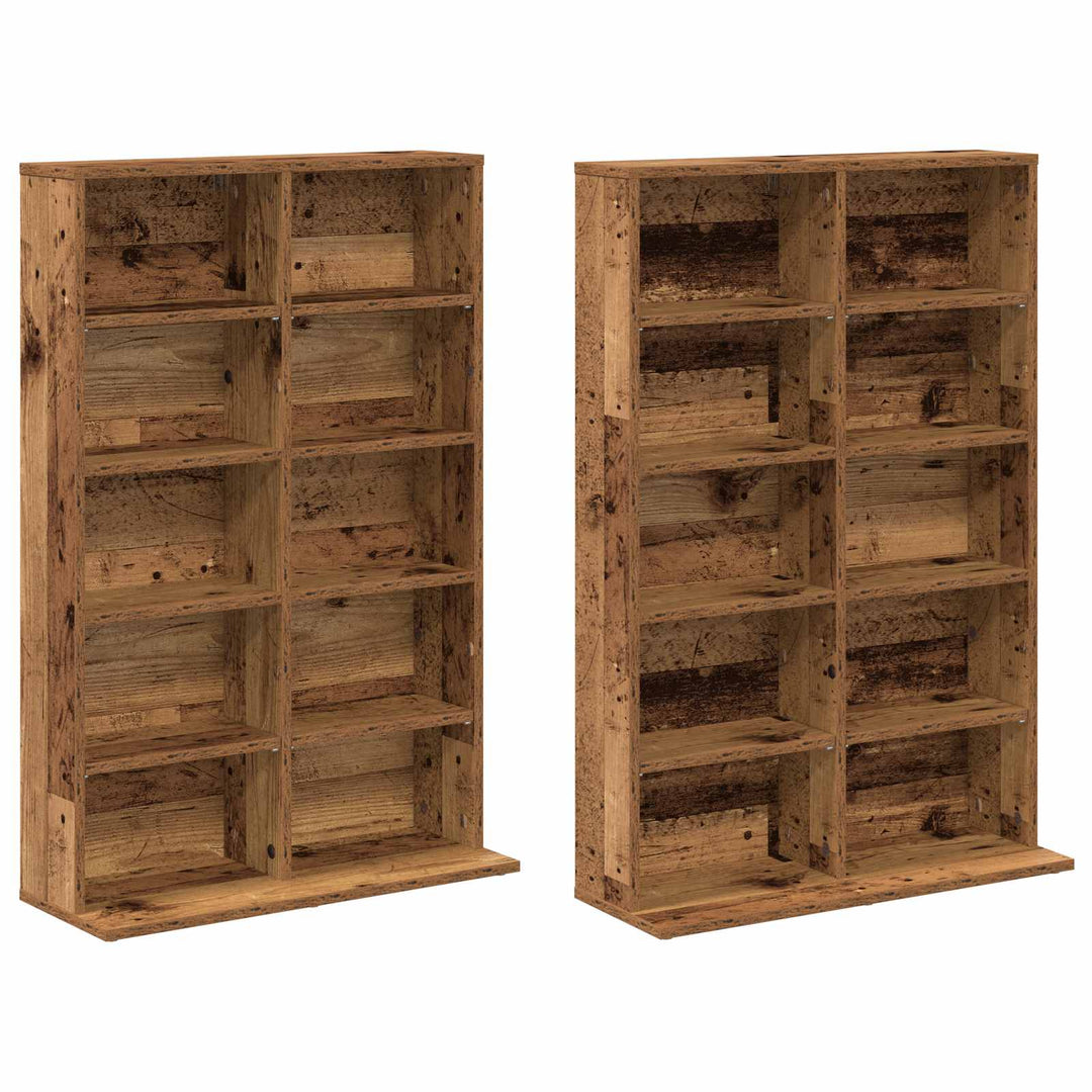 CD Skab 2 stk. Gammelt træ 65 x 23,5 x 97,5 cm Konstrueret træ