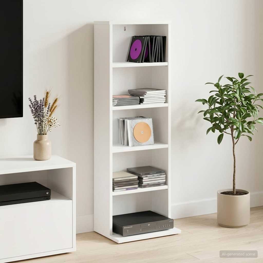 CD Skab Hvid 33 x 23,5 x 97,5 cm Konstrueret træ