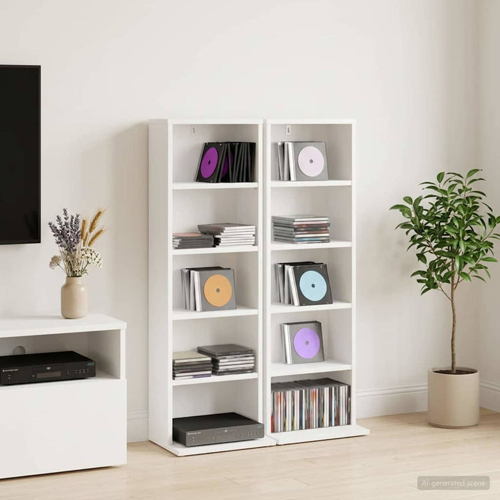 CD Skab 2 stk. Hvid 33 x 23,5 x 97,5 cm Konstrueret træ