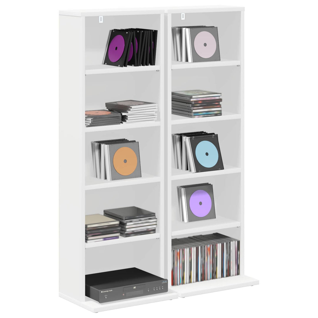 CD Skab 2 stk. Hvid 33 x 23,5 x 97,5 cm Konstrueret træ