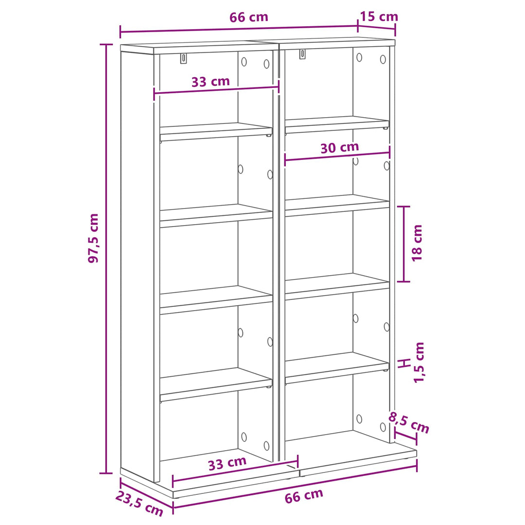 CD Skab 2 stk. Hvid 33 x 23,5 x 97,5 cm Konstrueret træ