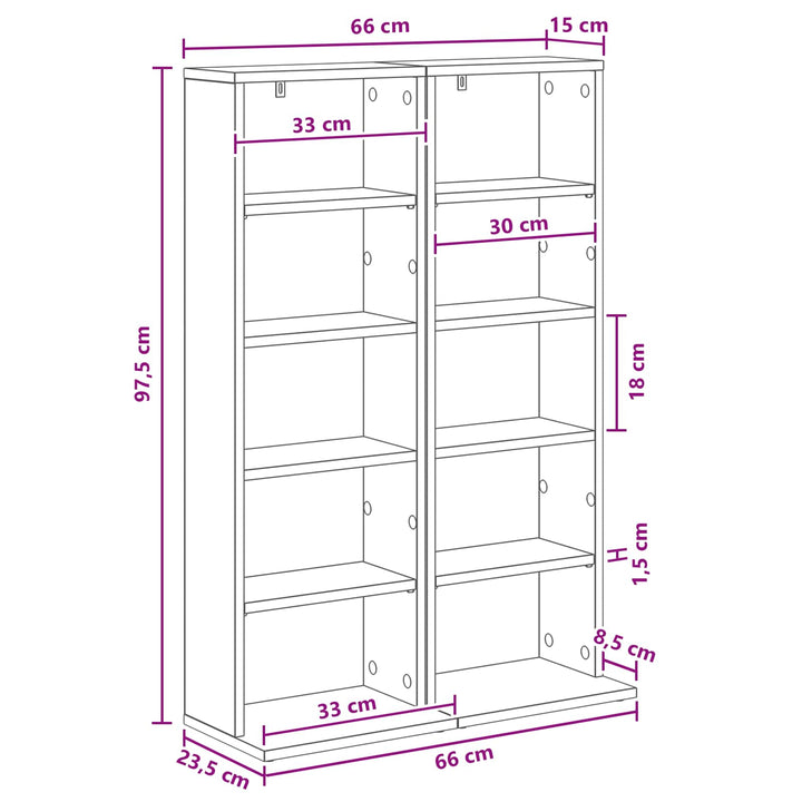 CD Skab 2 stk. Hvid 33 x 23,5 x 97,5 cm Konstrueret træ