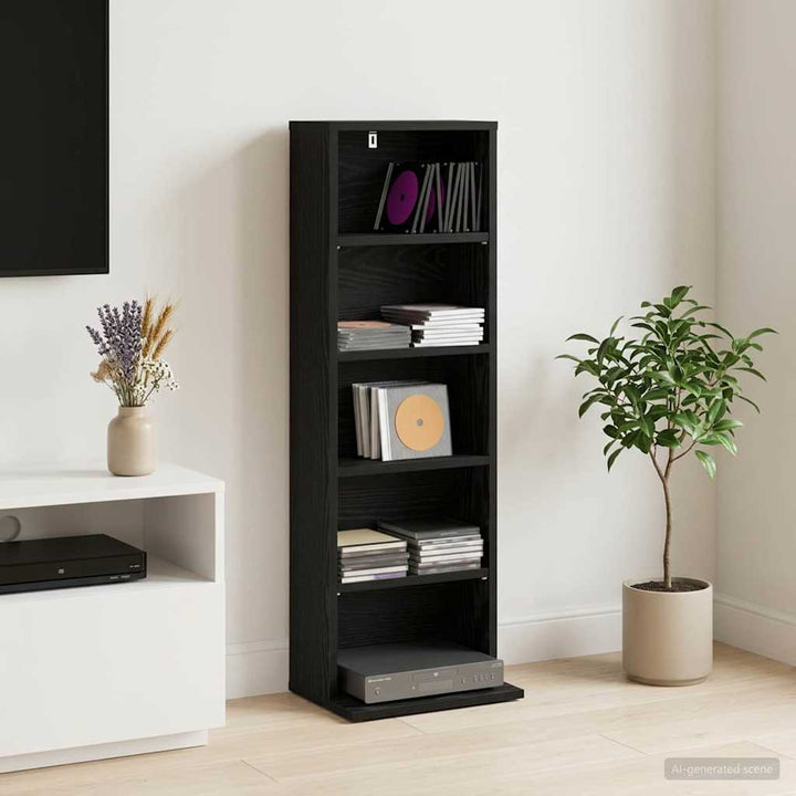 CD Skab Sort eg 33 x 23,5 x 97,5 cm Konstrueret træ