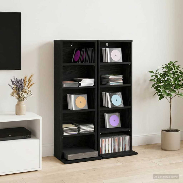 CD Skab 2 stk. Sort eg 33 x 23,5 x 97,5 cm Konstrueret træ