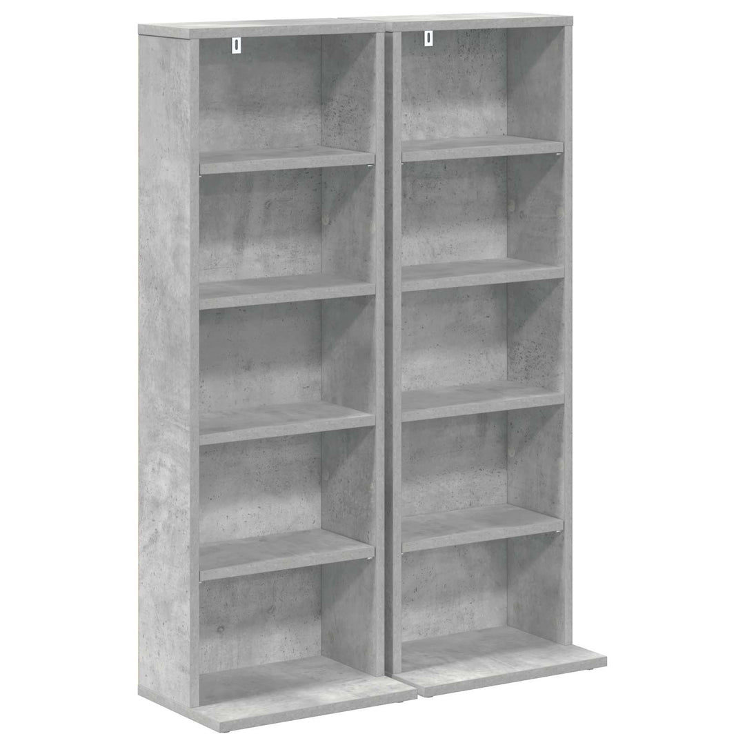 CD Skab 2 stk. Betongrå 33 x 23,5 x 97,5 cm Konstrueret træ