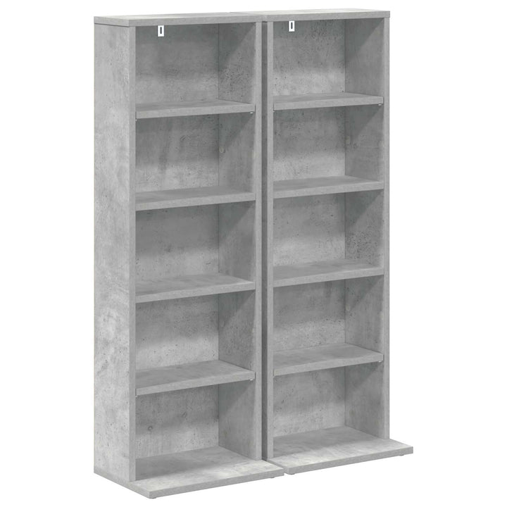 CD Skab 2 stk. Betongrå 33 x 23,5 x 97,5 cm Konstrueret træ