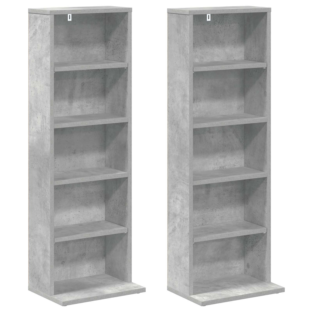 CD Skab 2 stk. Betongrå 33 x 23,5 x 97,5 cm Konstrueret træ