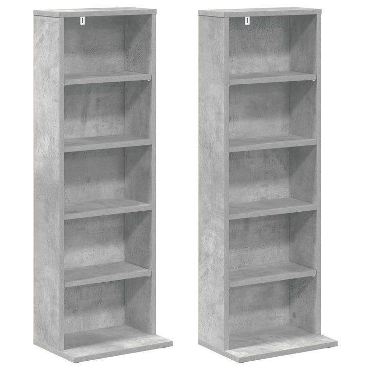 CD Skab 2 stk. Betongrå 33 x 23,5 x 97,5 cm Konstrueret træ