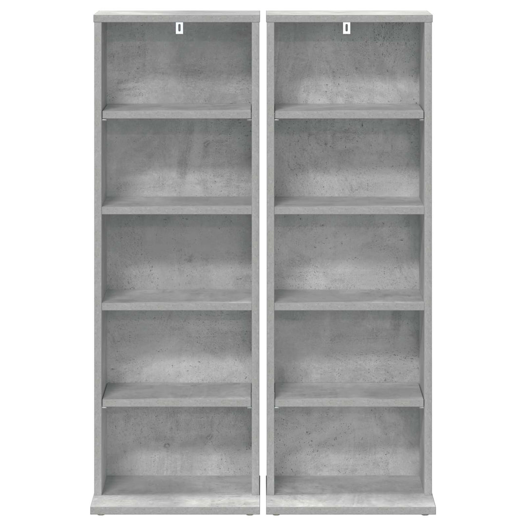 CD Skab 2 stk. Betongrå 33 x 23,5 x 97,5 cm Konstrueret træ
