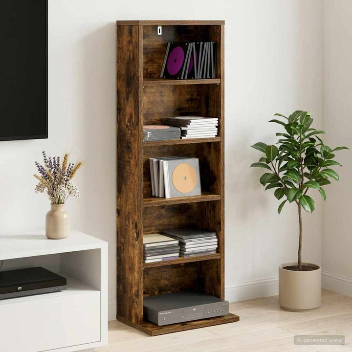 CD Skab Røget eg 33 x 23,5 x 97,5 cm Konstrueret træ
