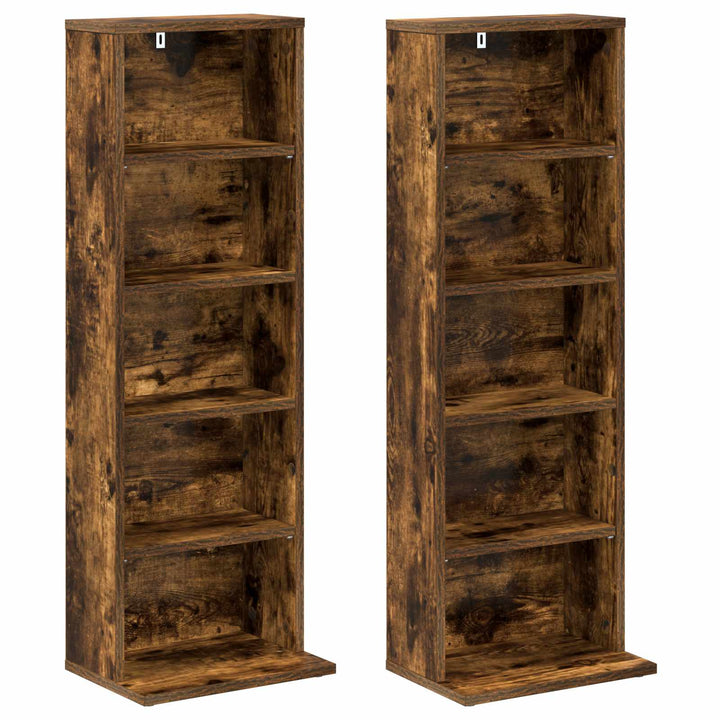 CD Skab 2 stk. Røget eg 33 x 23,5 x 97,5 cm Konstrueret træ
