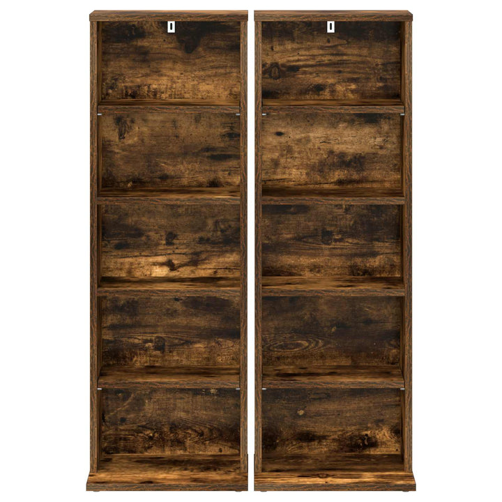 CD Skab 2 stk. Røget eg 33 x 23,5 x 97,5 cm Konstrueret træ