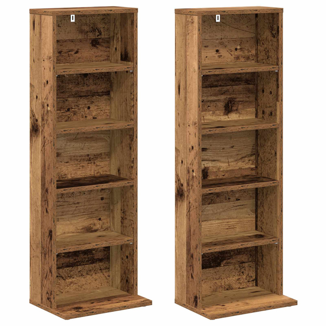 CD Skab 2 stk. Gammelt træ 33 x 23,5 x 97,5 cm Konstrueret træ