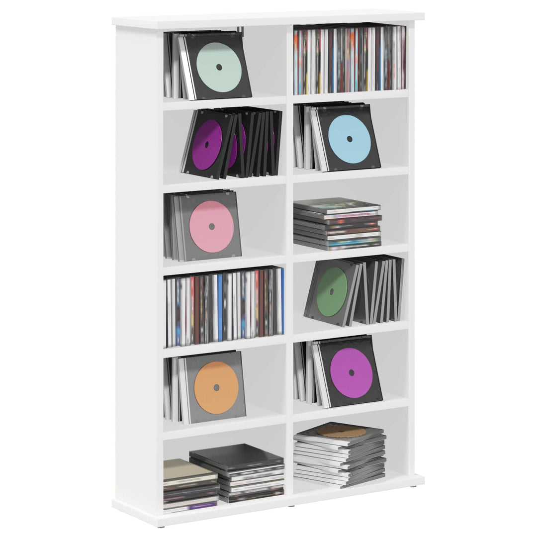 CD Skab Hvid 60 x 17 x 92 cm Konstrueret træ