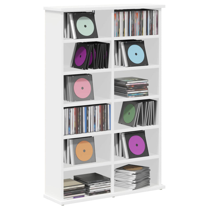 CD Skab Hvid 60 x 17 x 92 cm Konstrueret træ