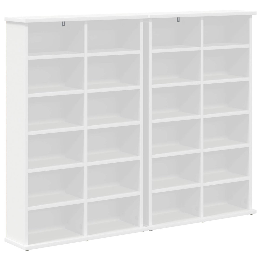 CD Skab 2 stk. Hvid 60 x 17 x 92 cm Konstrueret træ