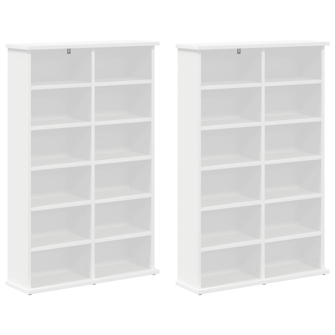 CD Skab 2 stk. Hvid 60 x 17 x 92 cm Konstrueret træ