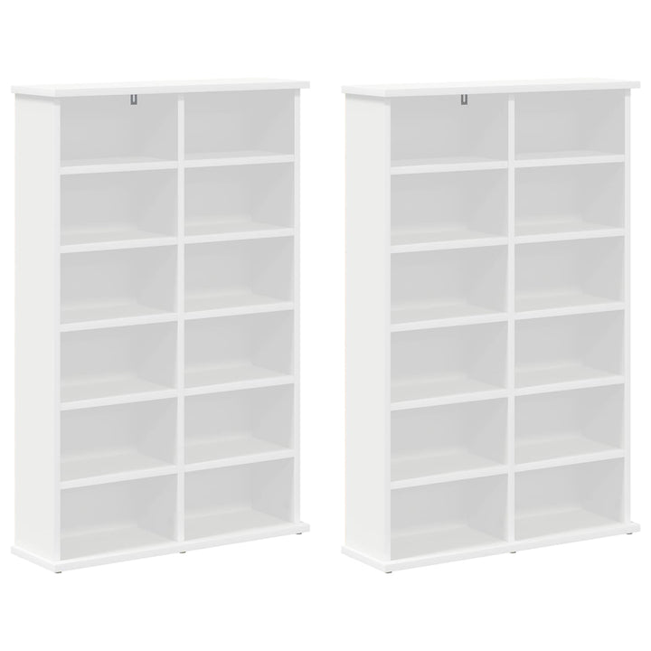 CD Skab 2 stk. Hvid 60 x 17 x 92 cm Konstrueret træ
