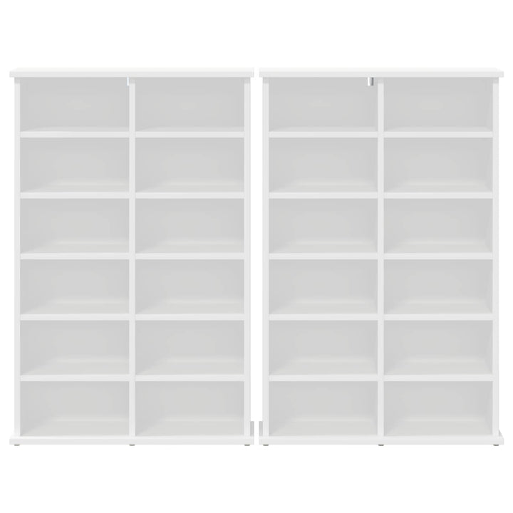 CD Skab 2 stk. Hvid 60 x 17 x 92 cm Konstrueret træ