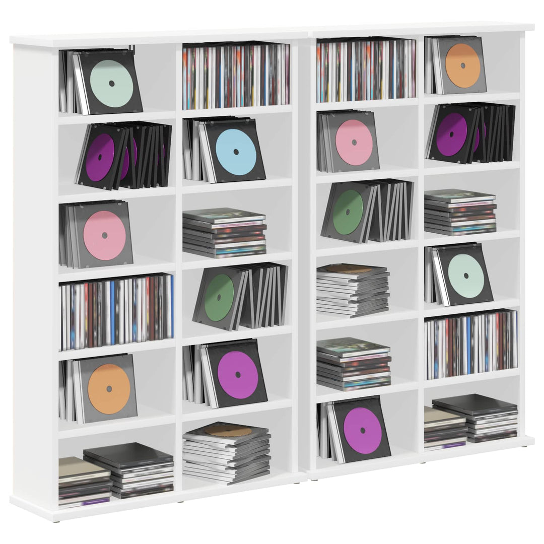 CD Skab 2 stk. Hvid 60 x 17 x 92 cm Konstrueret træ