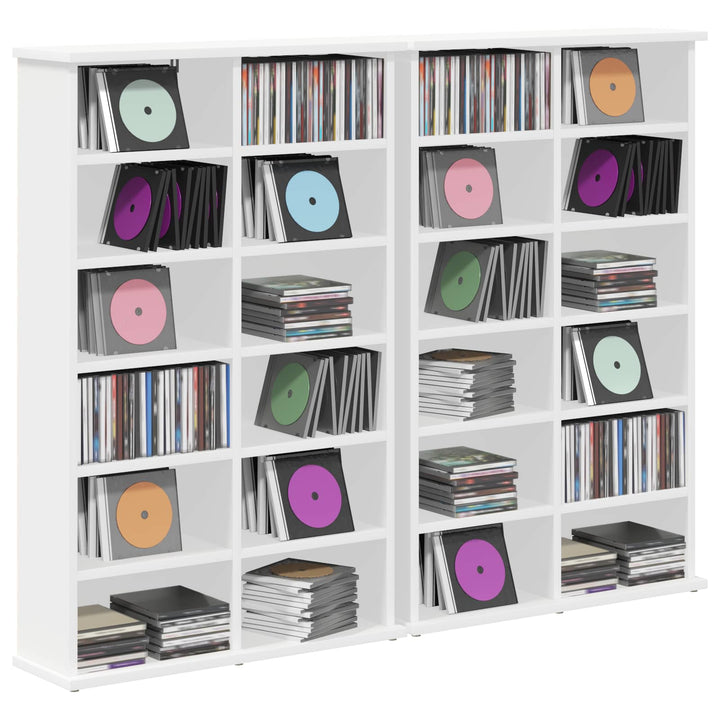 CD Skab 2 stk. Hvid 60 x 17 x 92 cm Konstrueret træ