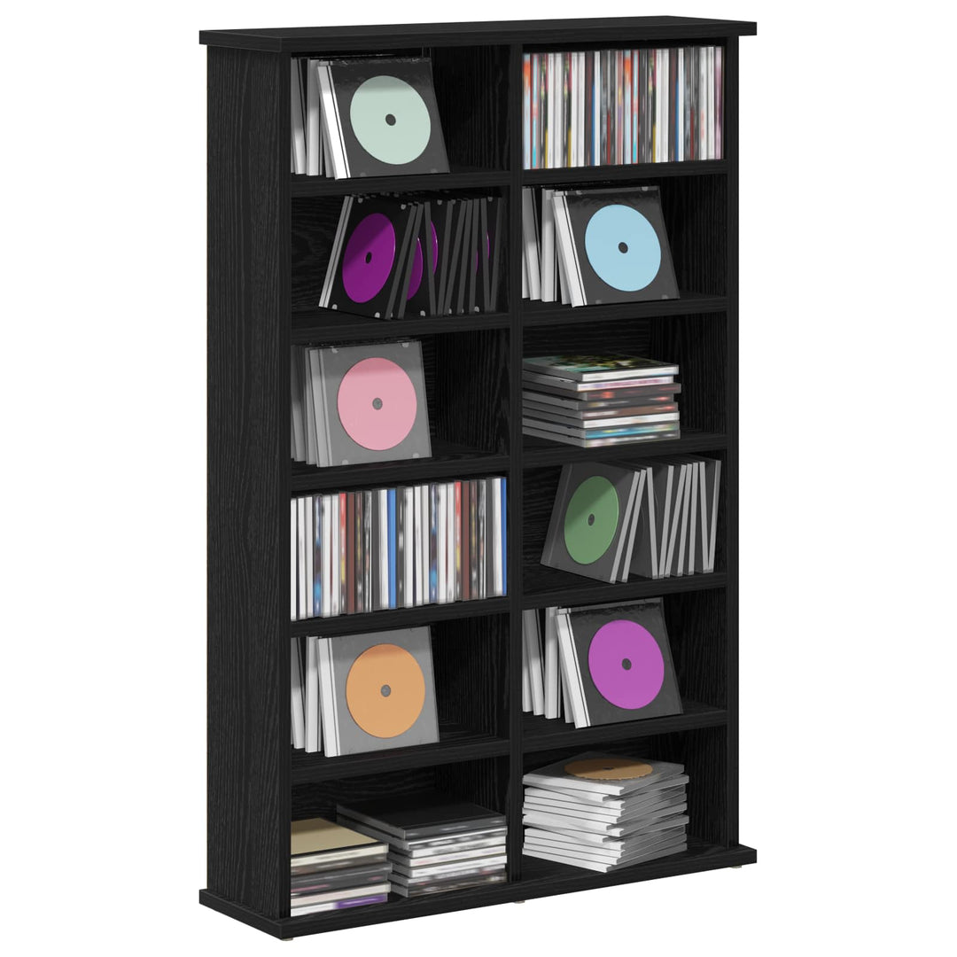 CD Skab Sort eg 60 x 17 x 92 cm Konstrueret træ