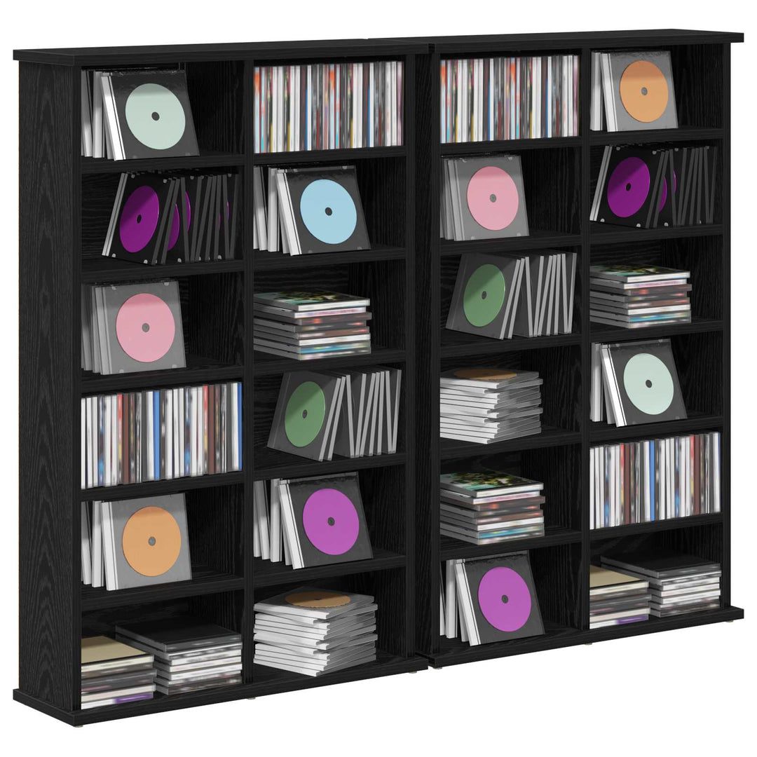 CD Skab 2 stk. Sort eg 60 x 17 x 92 cm Konstrueret træ