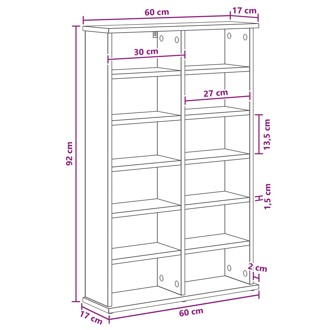 CD Skab Sonoma-eg 60 x 17 x 92 cm Konstrueret træ