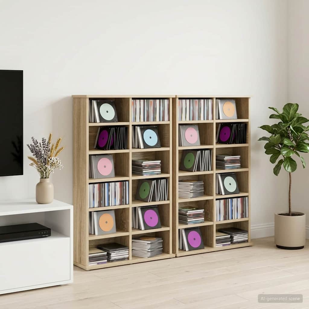 CD Skab 2 stk. Sonoma-eg 60 x 17 x 92 cm Konstrueret træ