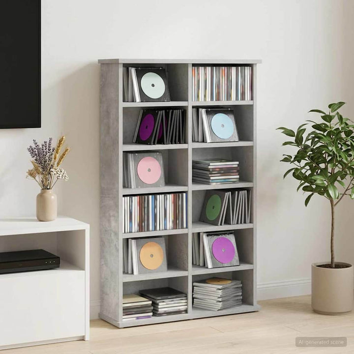 CD Skab Betongrå 60 x 17 x 92 cm Konstrueret træ