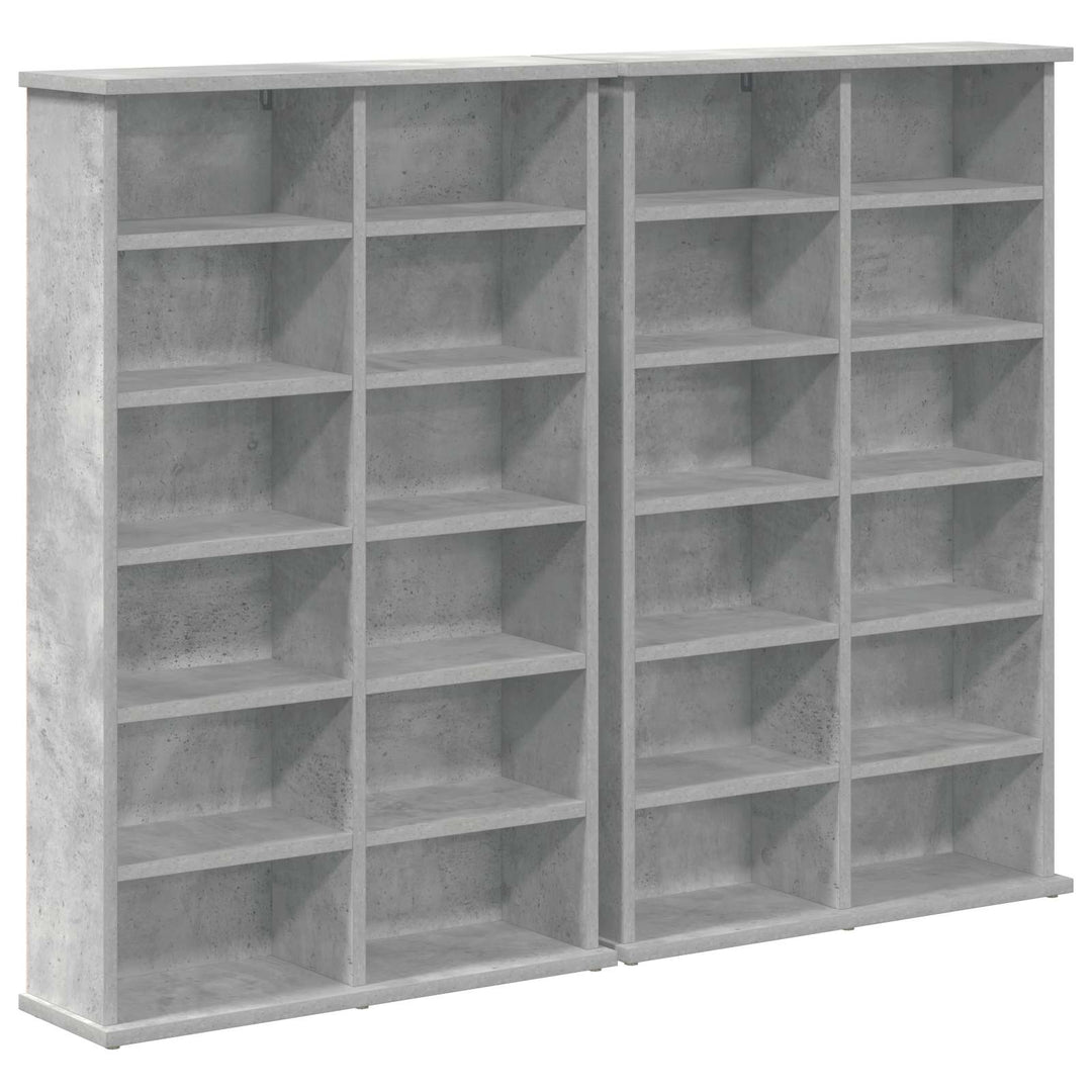 CD Skab 2 stk. Betongrå 60 x 17 x 92 cm Konstrueret træ