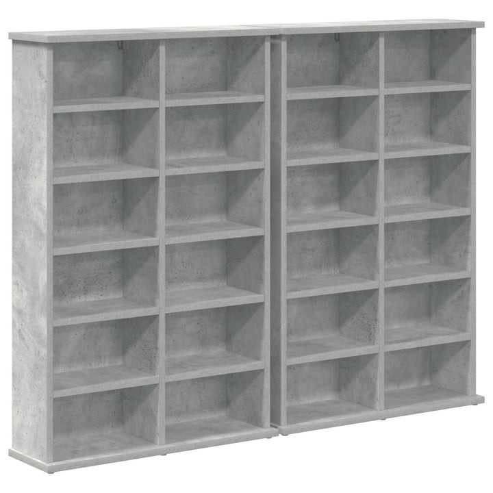 CD Skab 2 stk. Betongrå 60 x 17 x 92 cm Konstrueret træ
