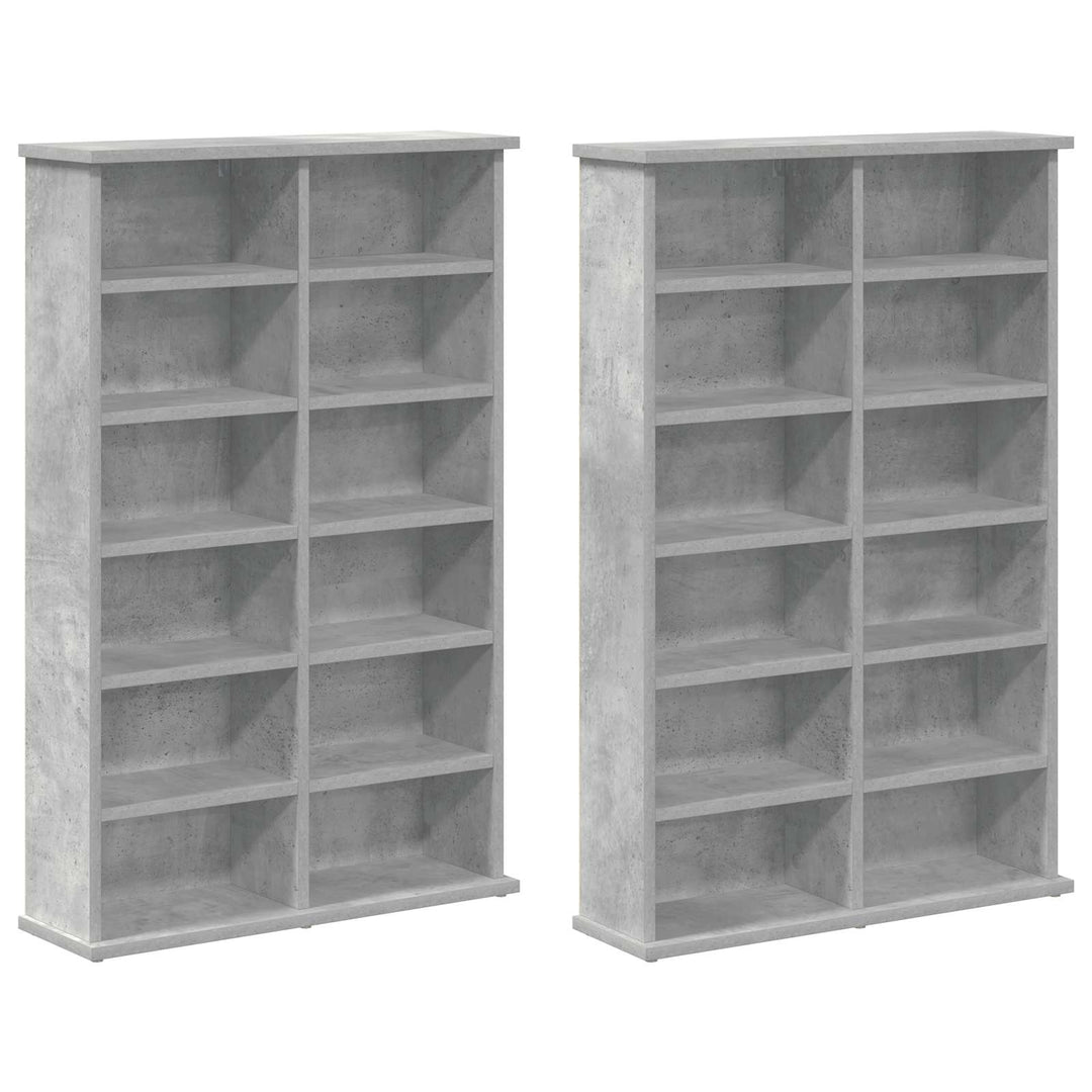 CD Skab 2 stk. Betongrå 60 x 17 x 92 cm Konstrueret træ