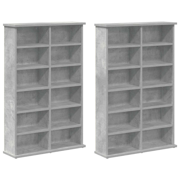 CD Skab 2 stk. Betongrå 60 x 17 x 92 cm Konstrueret træ