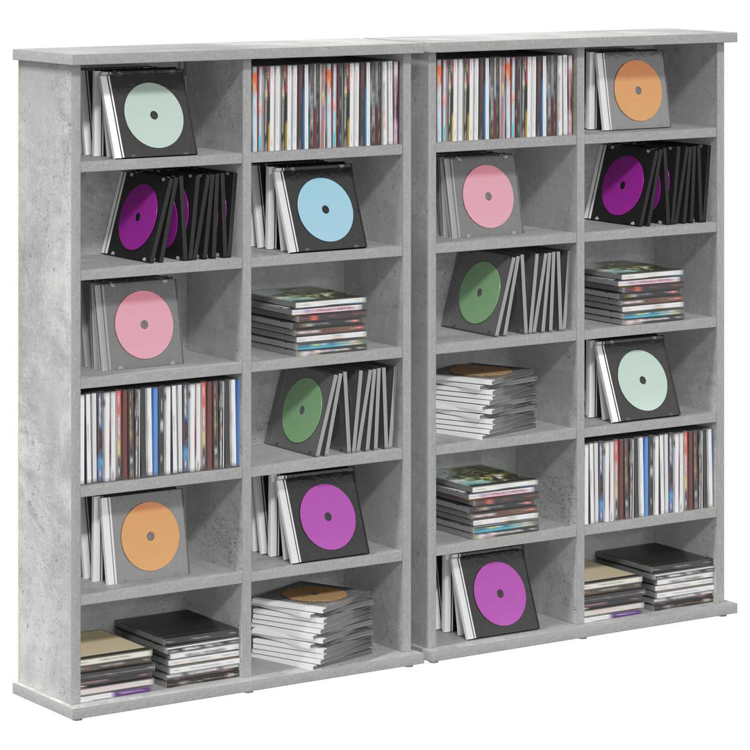 CD Skab 2 stk. Betongrå 60 x 17 x 92 cm Konstrueret træ